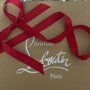 Christian Louboutin Tan Box with Red Ribbon